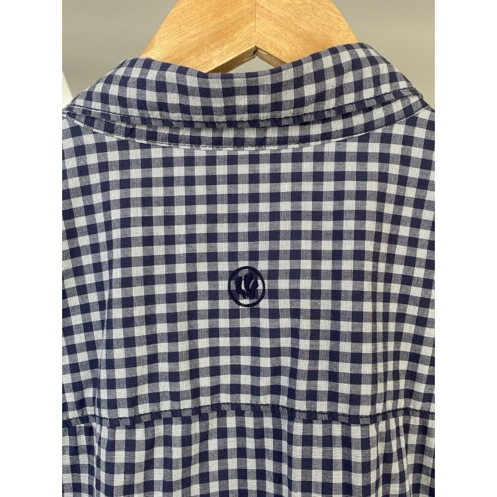 Fat Face Navy Blue Check Shirt Men’s Large Long Sleeve Button Up Slim Stretch - Picture 5 of 16